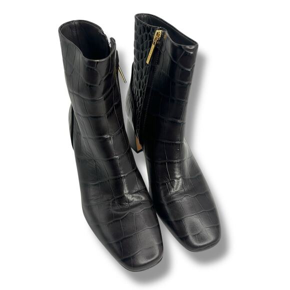 Cole Haan Gemma Dress Booties Dark Chocolate Crocodile Size 5 Square Anle Boot - Picture 7 of 15